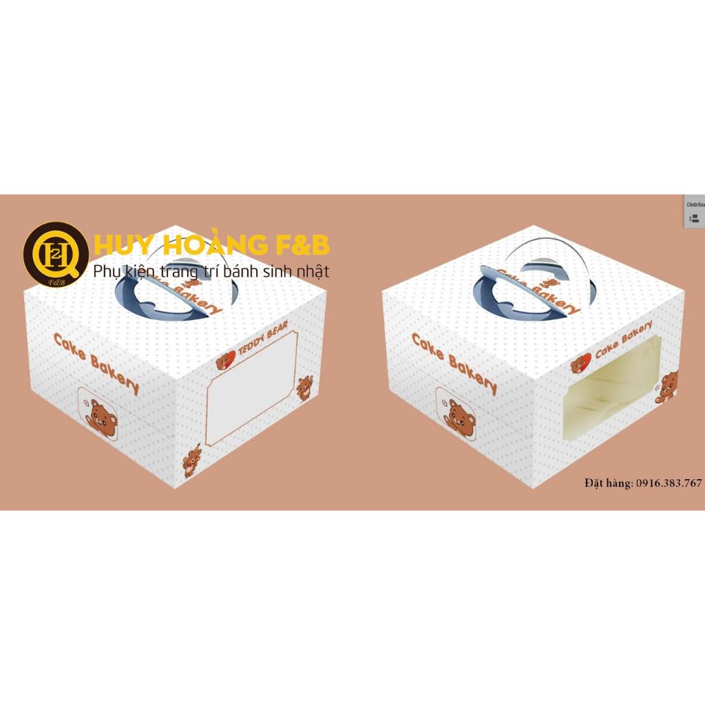 Combo 10 Hộp vuông sinh nhật 25x25x18cm kèm đế kích thước 24cm
