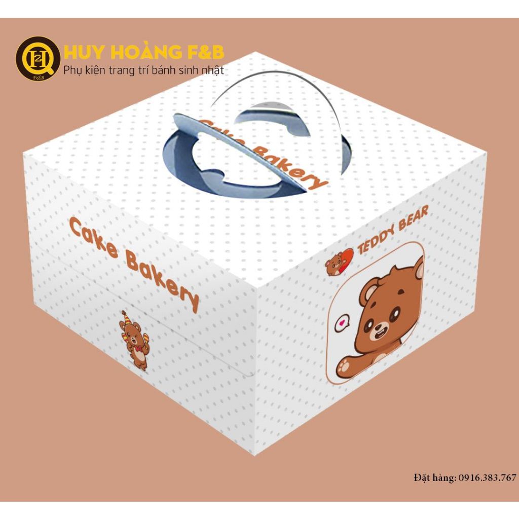 Combo 10 Hộp vuông sinh nhật 25x25x18cm kèm đế kích thước 24cm