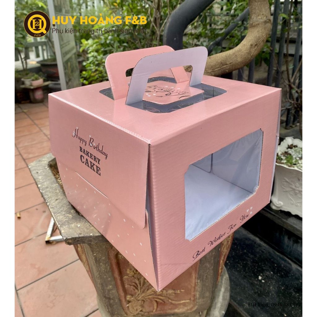 Combo 10 Hộp vuông sinh nhật 25x25x18cm kèm đế kích thước 24cm