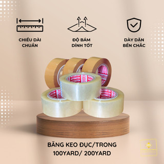 1 cuộn băng keo trong/đục 4f8 100yard/200yard - bền chắc, độ bám dính tốt