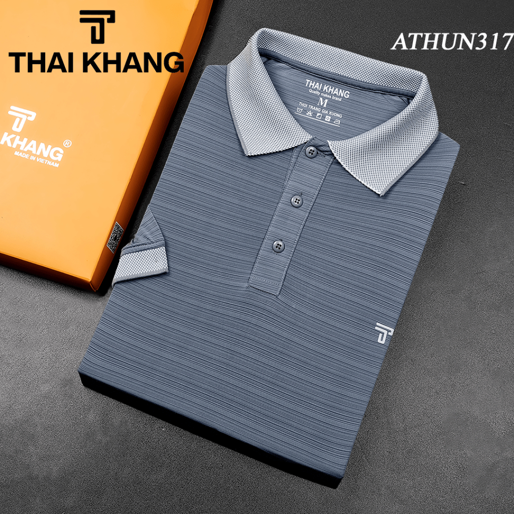 Áo polo trung niên nam Thái Khang loại áo thun nam cho bố vải thun lạnh co dãn 4 chiều mặc mát ATHUN31