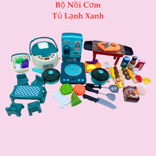 Đồ chơi nấu ăn nấu bếp bộ nấu ăn cho bé màu xanh nhiều chi tiết giúp phát triển kỹ năng cơ bản