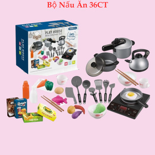 Bộ nấu bếp bộ nấu ăn cho bé cho bé 36 chi tiết màu bạc giúp phát triển kỹ năng cơ bản
