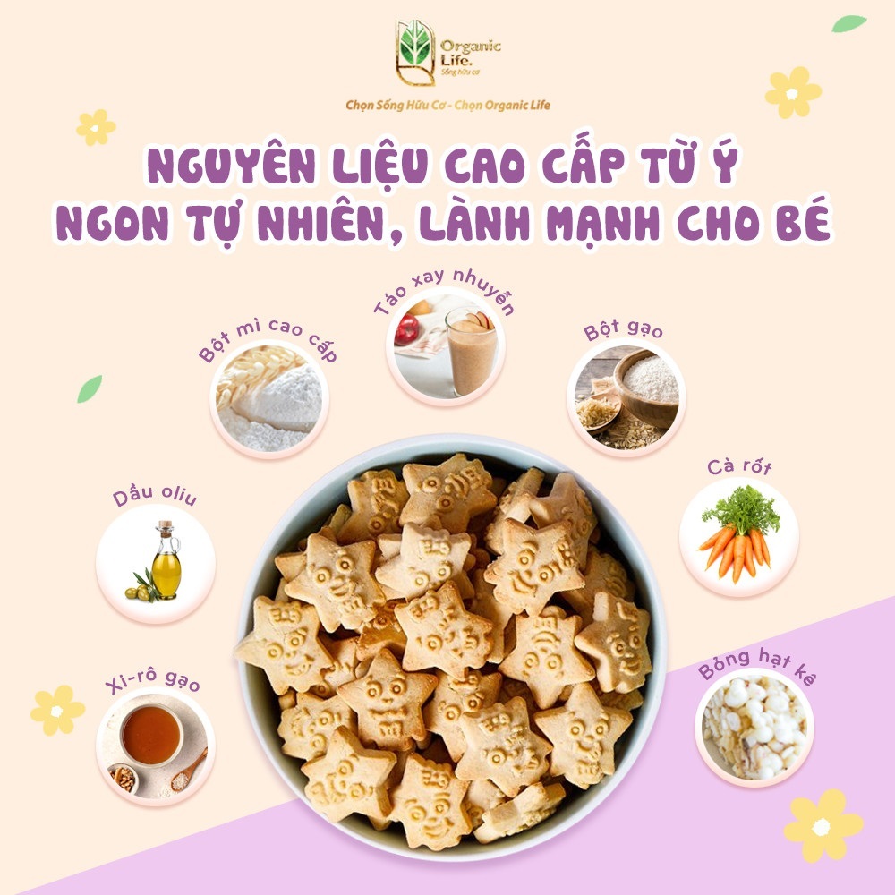 Bánh qui hữu cơ hình ngôi sao cho bé Sottolestelle 120g