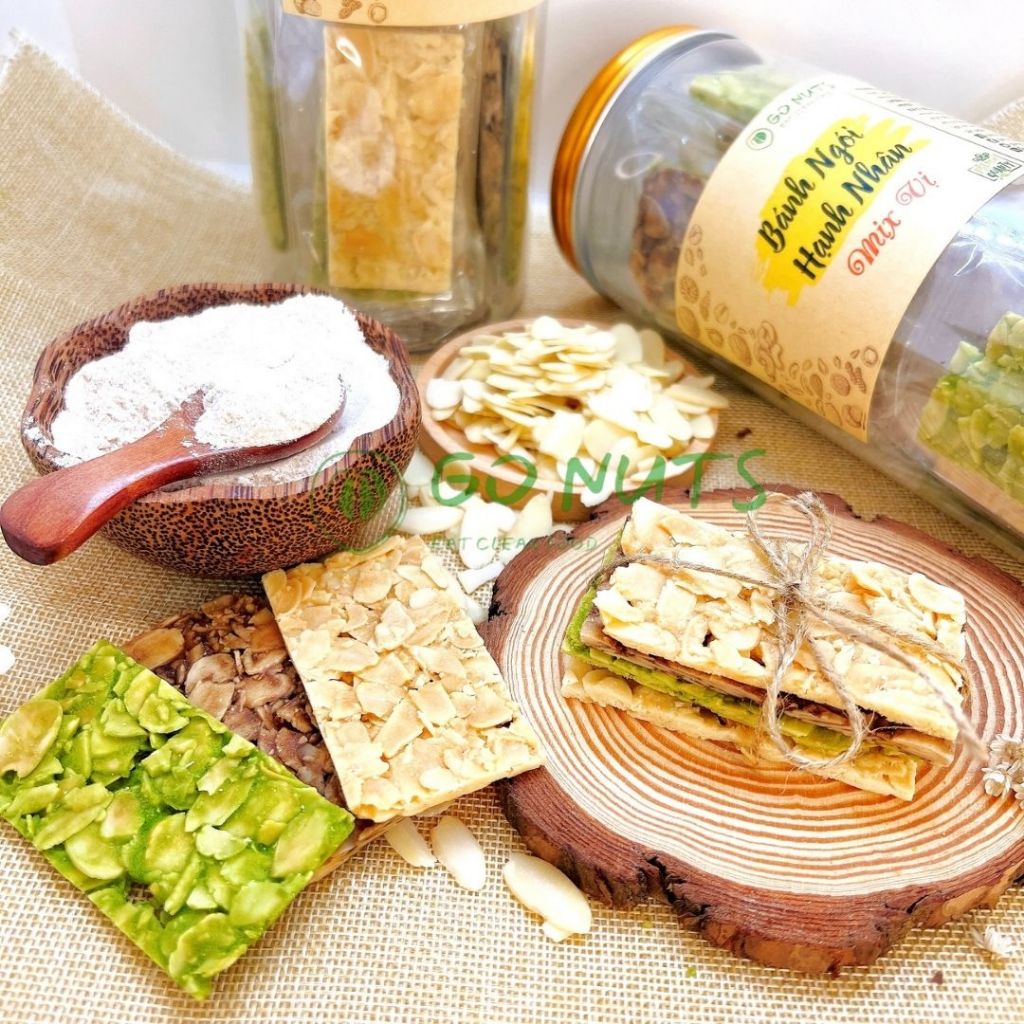 Túi 250g Bánh ngói hạnh nhân GO NUTS Không đường Bánh ăn kiêng hỗ trợ giảm cân Bánh hạt dinh dưỡng ngũ cốc bánh healthy