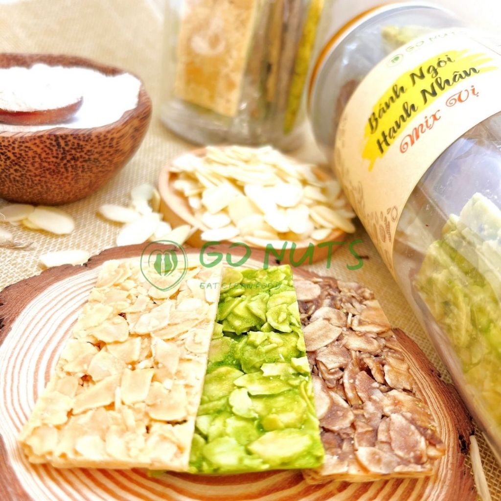 Túi 250g Bánh ngói hạnh nhân GO NUTS Không đường Bánh ăn kiêng hỗ trợ giảm cân Bánh hạt dinh dưỡng ngũ cốc bánh healthy
