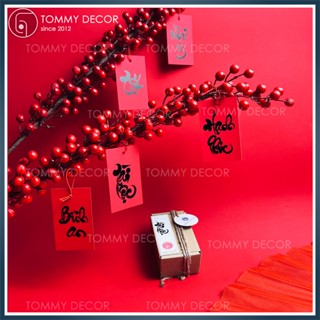 [Thẻ treo TẾT giấy nhung 2025 tặng dây treo] Bộ lá tài lộc treo lồng đèn/ treo cây/ thư pháp trang trí Tết TOMMY DECOR