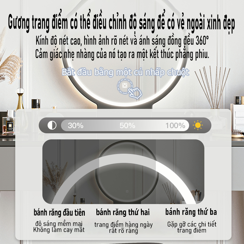 Bàn Trang Điểm Gỗ Sang Trọng Và Tiện Lợi Cao Cấp với USB và Gương Đóng Gói Riêng