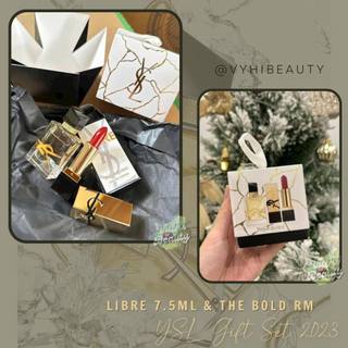 Set quà tặng ysl hộp giấy vân đá gồm 1 son ysl the bold màu rm 1.3g và 1 nước hoa libre 7.5ml