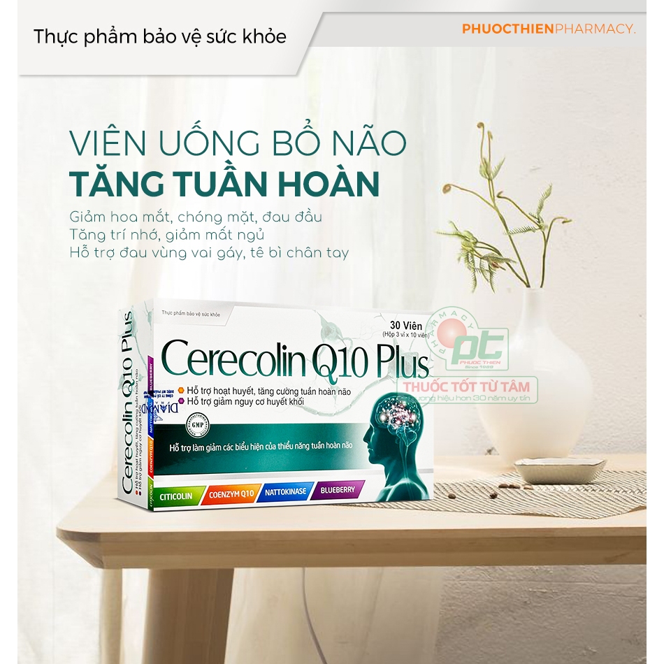 Viên uống bổ não ginkgo, hoạt huyết dưỡng não CERECOLIN Q10 PLUS hộp 30 viên