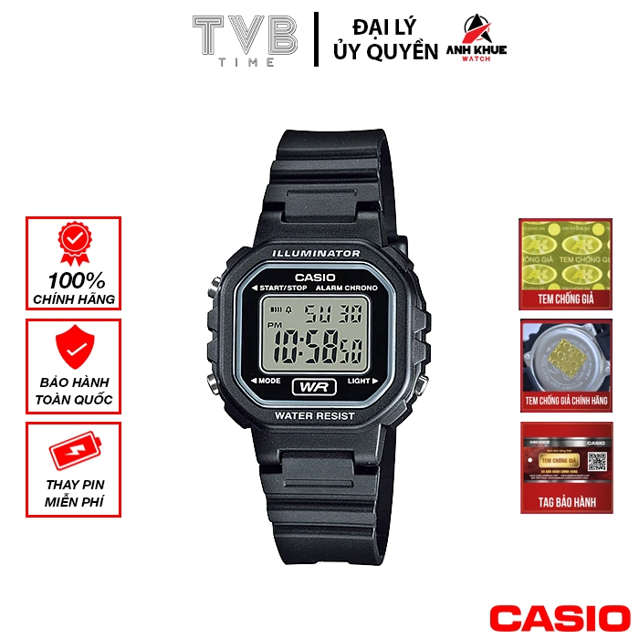 Đồng hồ nữ dây nhựa Casio chính hãng Anh Khuê LA-20WH-1ADF