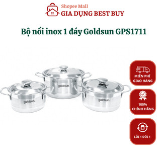 Bộ nồi inox 1 đáy Goldsun GPS1711 inox 430 cao cấp, nhiều kích thước dùng cho mọi loại bếp