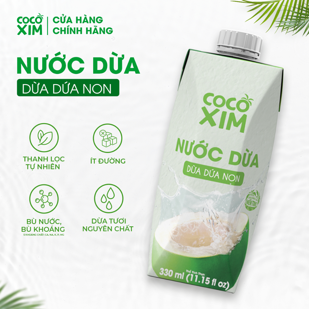 Nước dừa đóng hộp Cocoxim dừa dứa non dung tích 330ml/Hộp