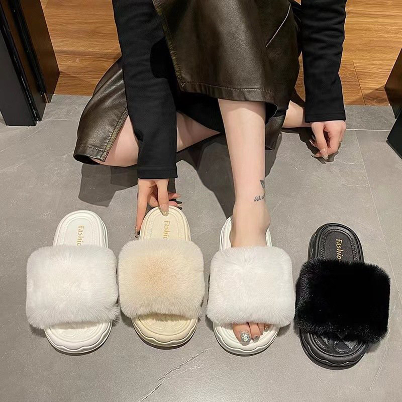 Dép Lông Quai Ngang Đế Cao Đi Trong Nhà