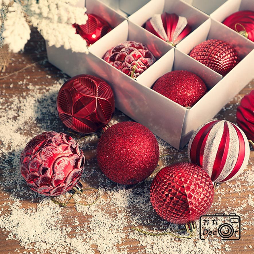 Set 12 Quả Châu Trang Trí Giáng Sinh, Decor Cây Thông Noel, Quà Tặng Ý Nghĩa Dịp Giáng Sinh - TiTi Decor