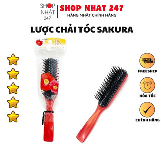 [Hỏa Tốc HN] Lược chải tóc Sakura màu đỏ Nội địa Nhật Bản