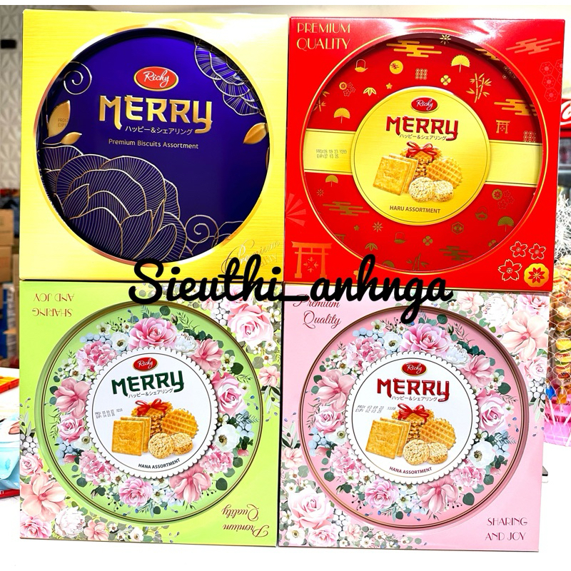 Bánh Quy Sữa Richy Merry Hộp Sắt 333g (Kèm Túi Xách)