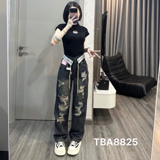 Quần ống suông TBA8825 chất vải jean quảng châu cạp gấp rách gối phong cách thời trang cá tính cho nữ TBA8825