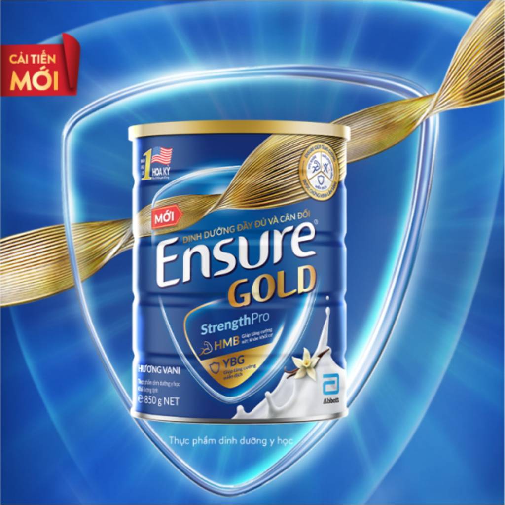 Sữa Bột Ensure Gold Abbott Hương Vani (HMB+YBG) 850g VY