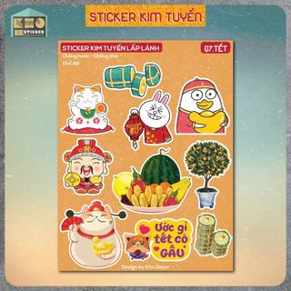 Vietnamese tet - decal kim tuyến lấp lánh set a6 . qt07