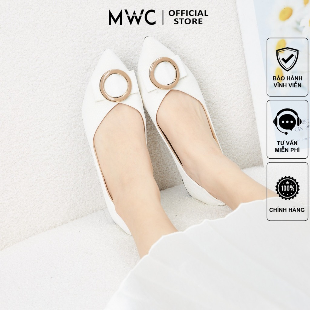 Giày MWC 2209 - Giày Búp Bê Mũi Nhọn Phối Khóa Thanh Lịch