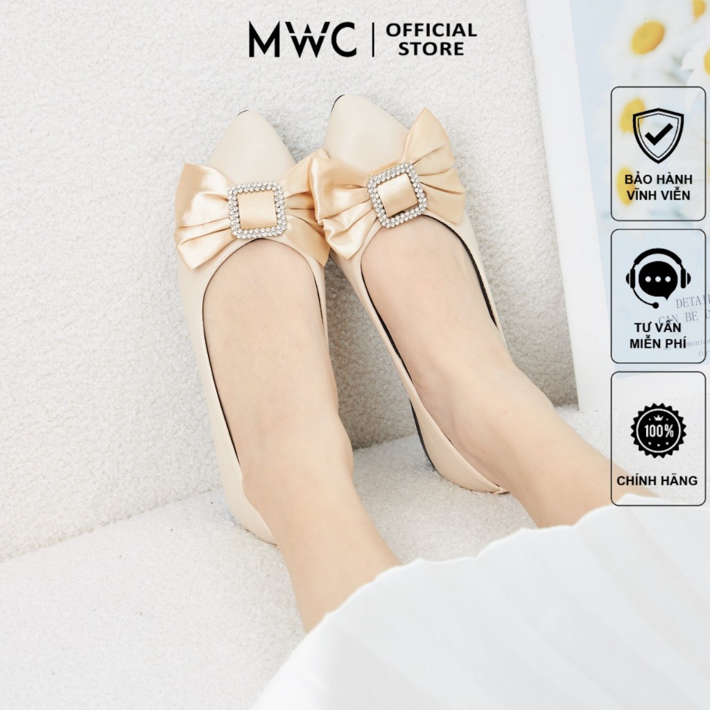 Giày búp bê MWC 2283 - Búp Bê Đế Bệt Đính Nơ Phối Khóa Cách Điệu Kiểu Dáng Nữ Tính Thời Trang