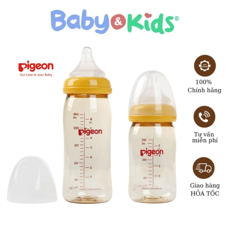 Bình Sữa Pigeon Cổ Rộng Cao Cấp 💖FREESHIP💖 Đủ Size 160ml/240ml 🌻HÀNG NHẬP KHẨU 🌻
