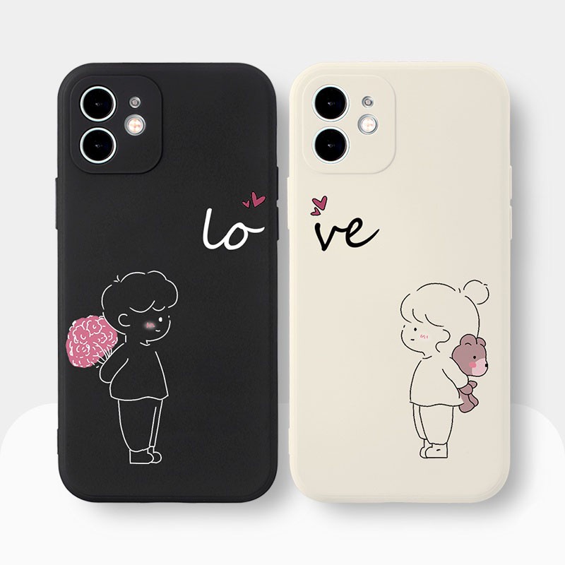 Ốp Điện Thoại Viền Vuông Cặp Đôi Love Iu Nhau Cho Iphone 15 13 14 12 11 Pro MAX 11 XR XS MAX 7 8P 6S e1637