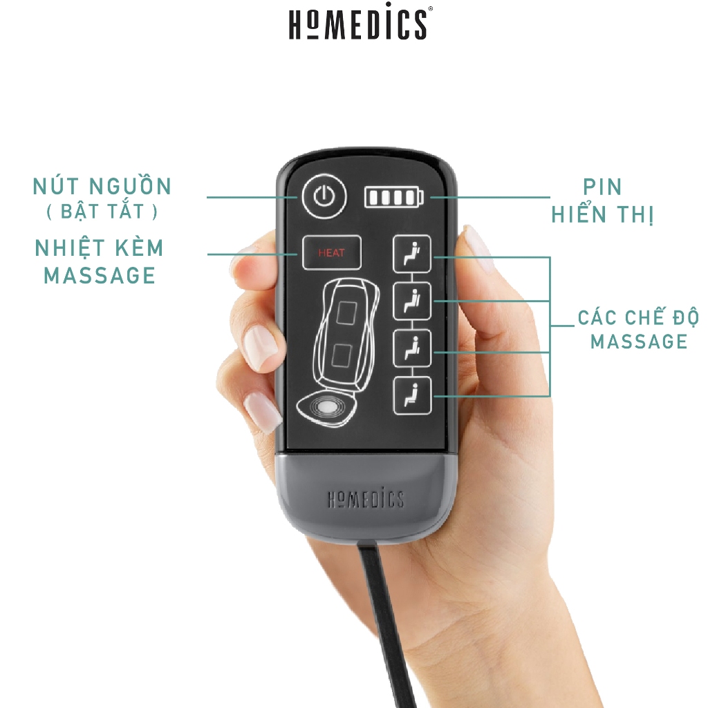 Đệm ghế massage Cổ Vai Gáy Toàn Thân công nghệ Shiatshu Pin Sạc HoMedics MCS 624 HT Beauty kèm nhiệt rung cao cấp