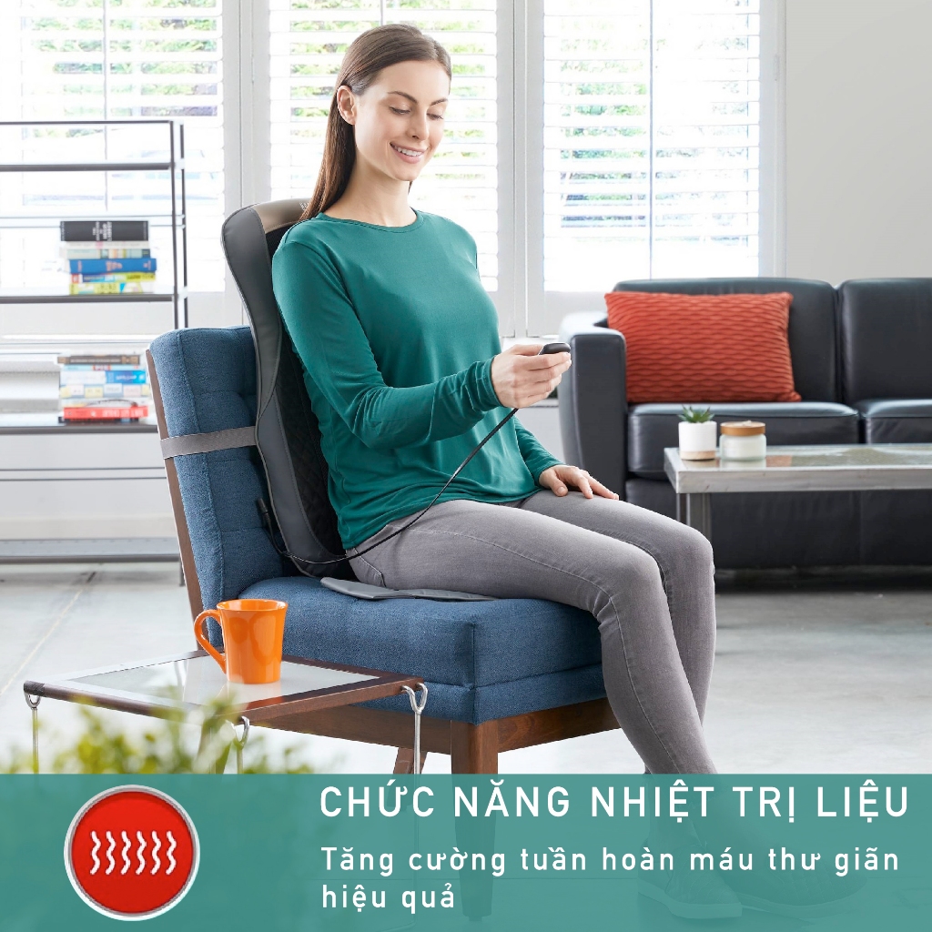 Đệm ghế massage Cổ Vai Gáy Toàn Thân công nghệ Shiatshu Pin Sạc HoMedics MCS 624 HT Beauty kèm nhiệt rung cao cấp