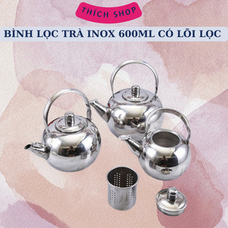 ẤM ĐUN BÌNH PHA LỌC TRÀ INOX CÓ RỔ LỌC XÁC TRÀ INOX CAO CẤP SIZE 14cm ĐUN ĐƯỢC BẾP TỪ