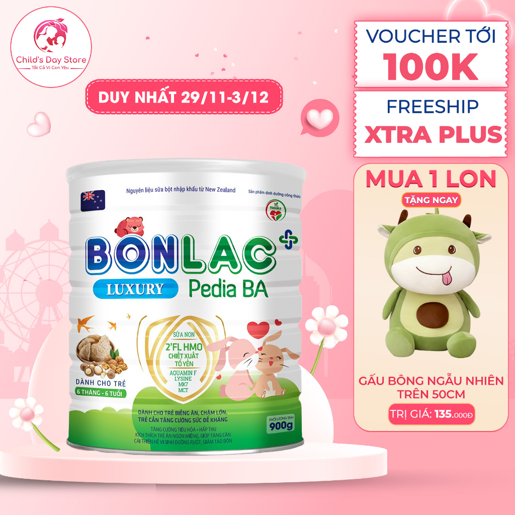 Sữa BonLac Pedia Ba Luxury 400g - 900g giúp trẻ biếng ăn cải thiện tình trạng dinh dưỡng, chiết xuất tổ yến. Childs_day