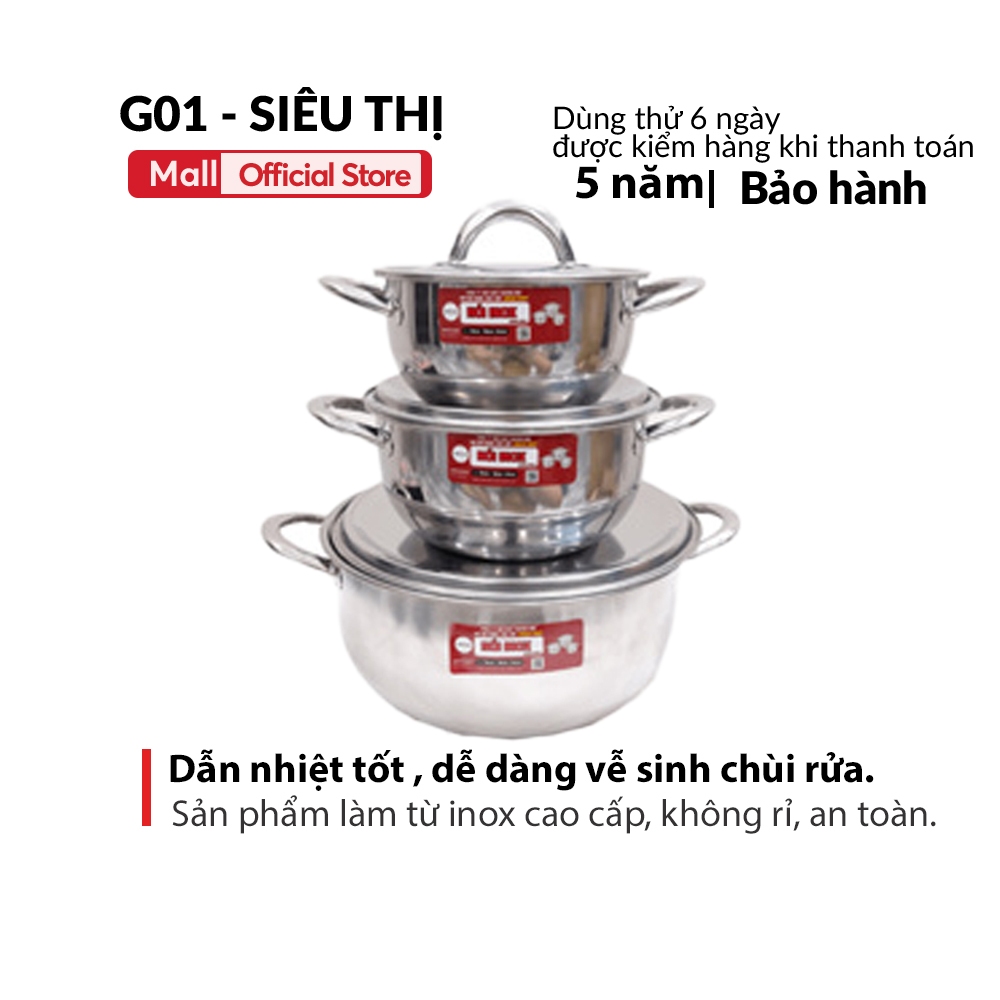 Bộ nồi inox 430 cao cấp chính hãng Jubilee Mart dòng 2023 đa năng chống gỉ an toàn dùng cho bếp từ mọi loại bếp