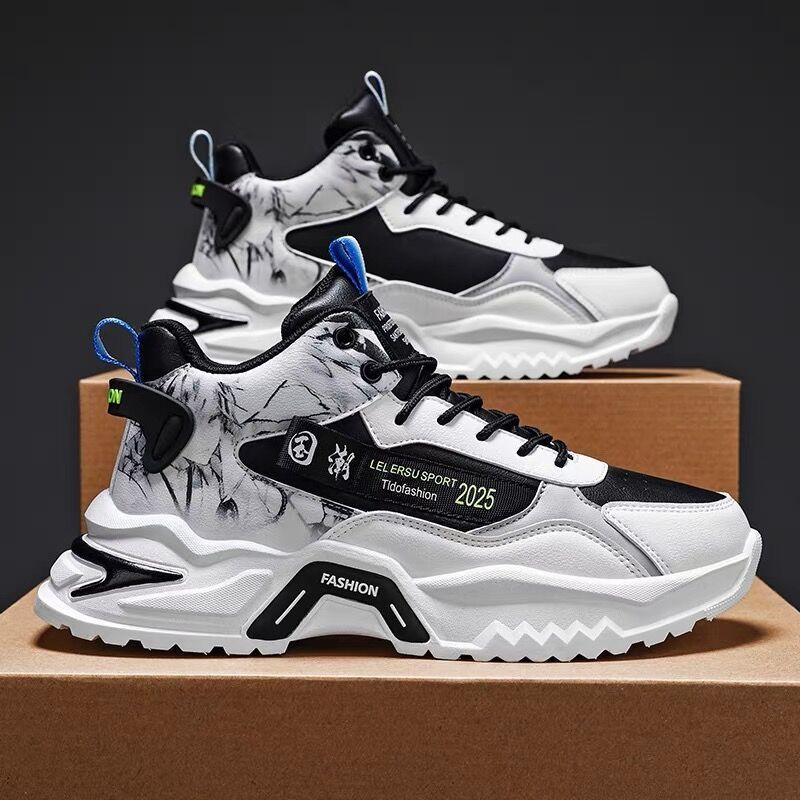 Giày thể thao nam cổ cao đế cao 5cm bề bặt in hình phong cách trẻ trung A760