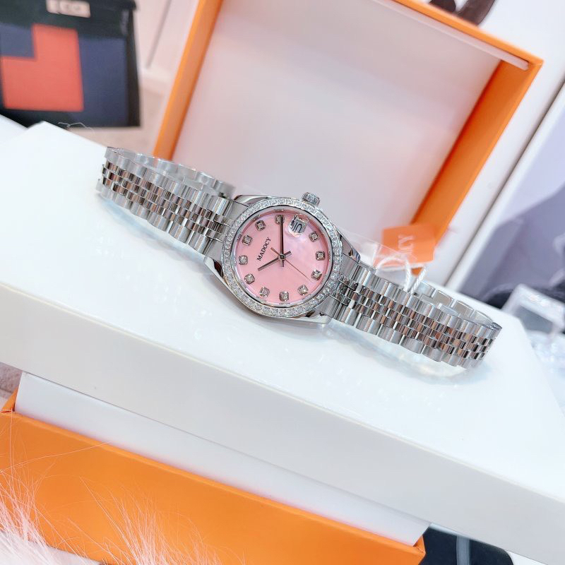 Đồng hồ nữ Madocy 81697 chính hãng mặt tròn đính đá dây kim loại siz 31mm