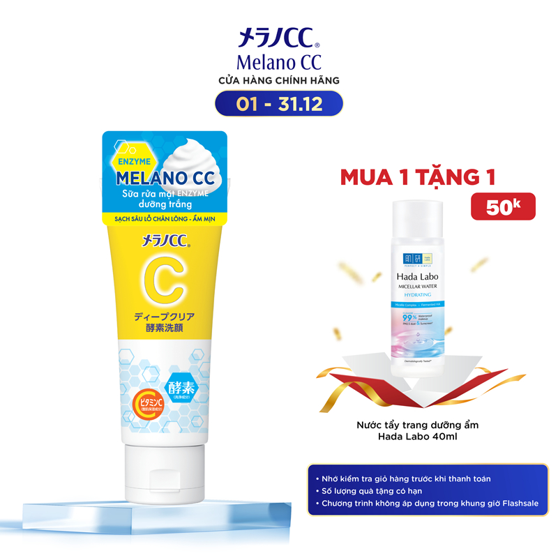 Sữa rửa mặt dưỡng trắng Melano CC Deep Clear Enzyme Face Wash 130g