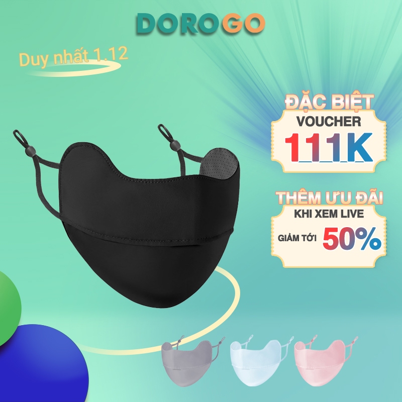 Khẩu trang vải chống nắng cao cấp loại bỏ tia UV chất vải lụa băng mát thoáng khí DOROGO - KTV