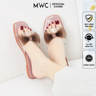 Dép MWC 3293 - Dép Nữ Quai Ngang Trong Suốt Phối Nơ Siêu Xinh