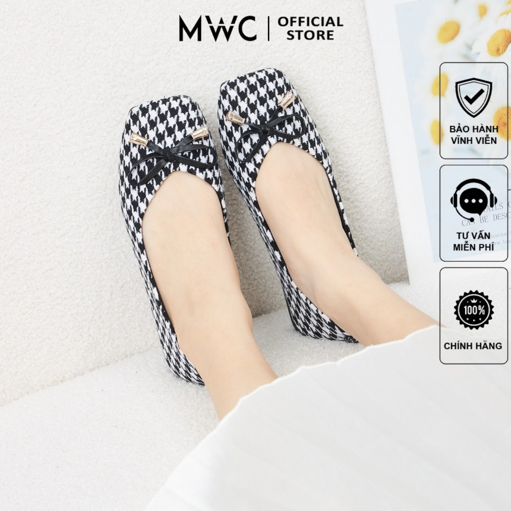 Giày MWC 2253 - Giày Búp Bê Đế Bệt Đính Nơ Xinh Xắn Thời Thượng