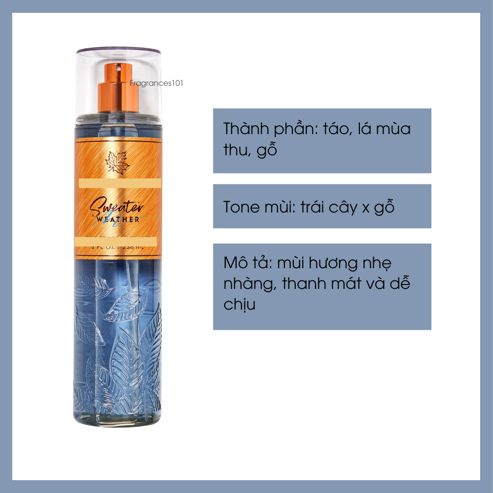 Bộ Sản Phẩm Mist Xịt Toàn Thân BBW Sweater Weathe 236ml Từ Mỹ