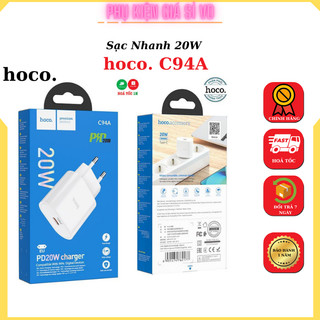 Củ sạc nhanh hoco c94a pd 20w, chất liệu pc chống cháy, nhỏ gọn, sạc ổn định, đầu cắm type-c