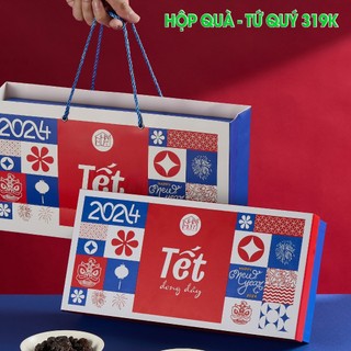 [CHUYÊN SỈ] Hộp mứt Tết TỨ QUÝ, Hộp quà biếu nhân viên, gia đình, đối tác mừng xuân 2024 thiết kế sang trọng, lịch sự #