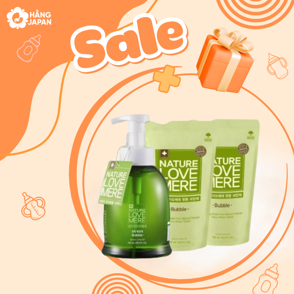 Nước rửa bình organic Nature Love Mere Hàn Quốc chai 550ml, túi 500ml
