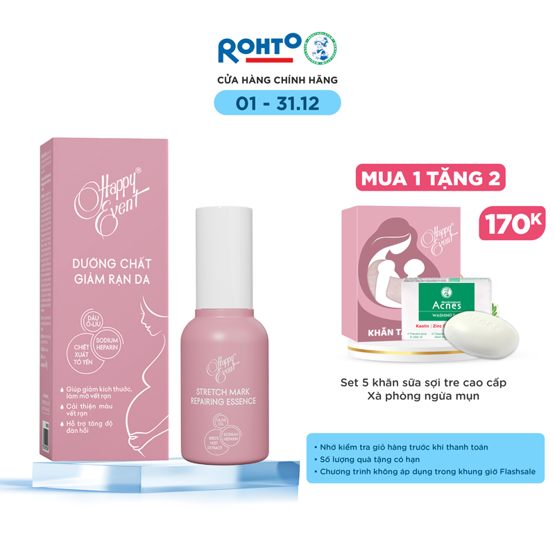 Dưỡng chất giảm rạn da Happy Event Stretch Mark Repairing Essence 40g