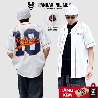 Áo khoác bóng chày local brand sơ mi kaki nam nữ cộc tay unisex bigsize cặp đôi denim Pandax Polime Jersey 10