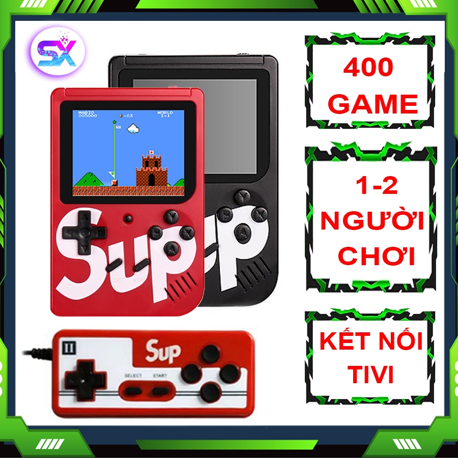 Máy chơi game cầm tay mini 4 nút giá rẻ SUP 400 trò chơi kết nối tivi 1 đến 2 người chơi