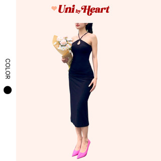 Đầm body dáng dài Amy Dress VHD02 kiểu dáng cổ yếm, 2 dây đan chéo, có khoét trước ngực, tôn dáng - Uni By Heart