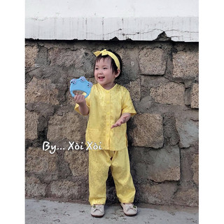 Bộ đồ bà ba cho bé lụa gấm mặc xinh xắn- Xòi Xòi