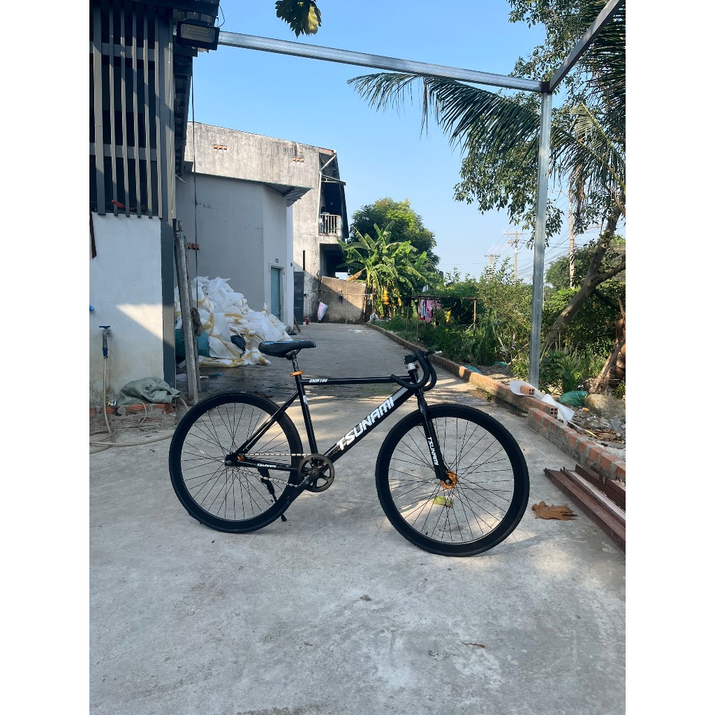 XE ĐẠP FIXED GEAR MÀU ĐEN BÓNG ĐÙM NHÔM ĐẠP HAI CHIỀU (TẶNG KÈM STRAP)