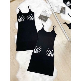 Đầm 2 dây body in bàn tay fom ngắn